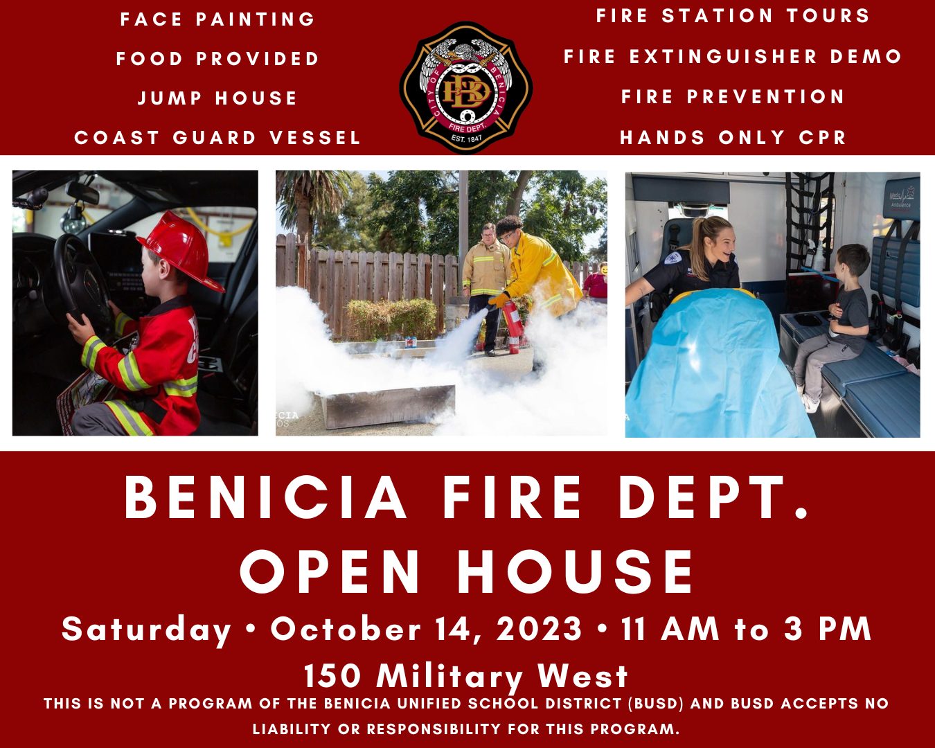 Benicia Fire Department Open House on October 14, 2023